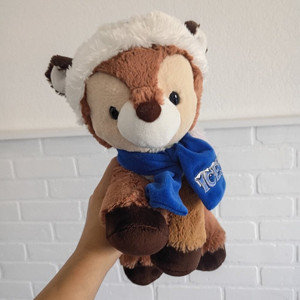 Aurora® Festive Holiday Dashing Reindeer™ Stuffed Animal Blue Ice Scarf and Hat